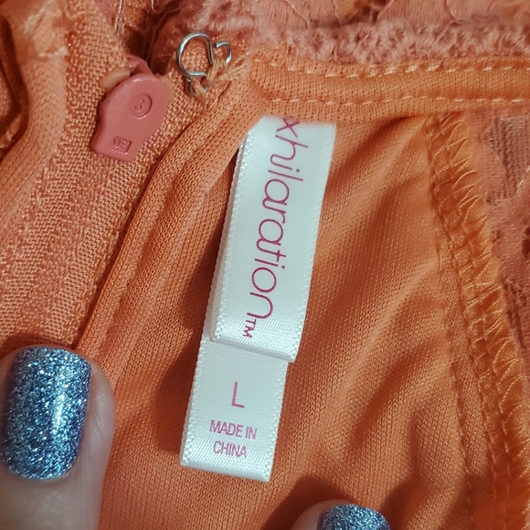 Like NEW Pretty Peach Allover Lace Sleeveless Dress Sz L Xhilaration - Picture 11 of 13